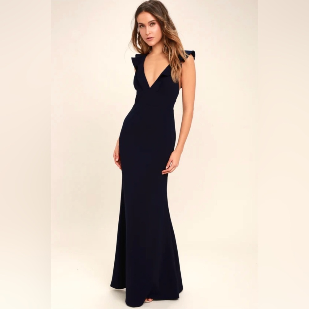 Lulus Perfect Opportunity Navy Blue Maxi Dress